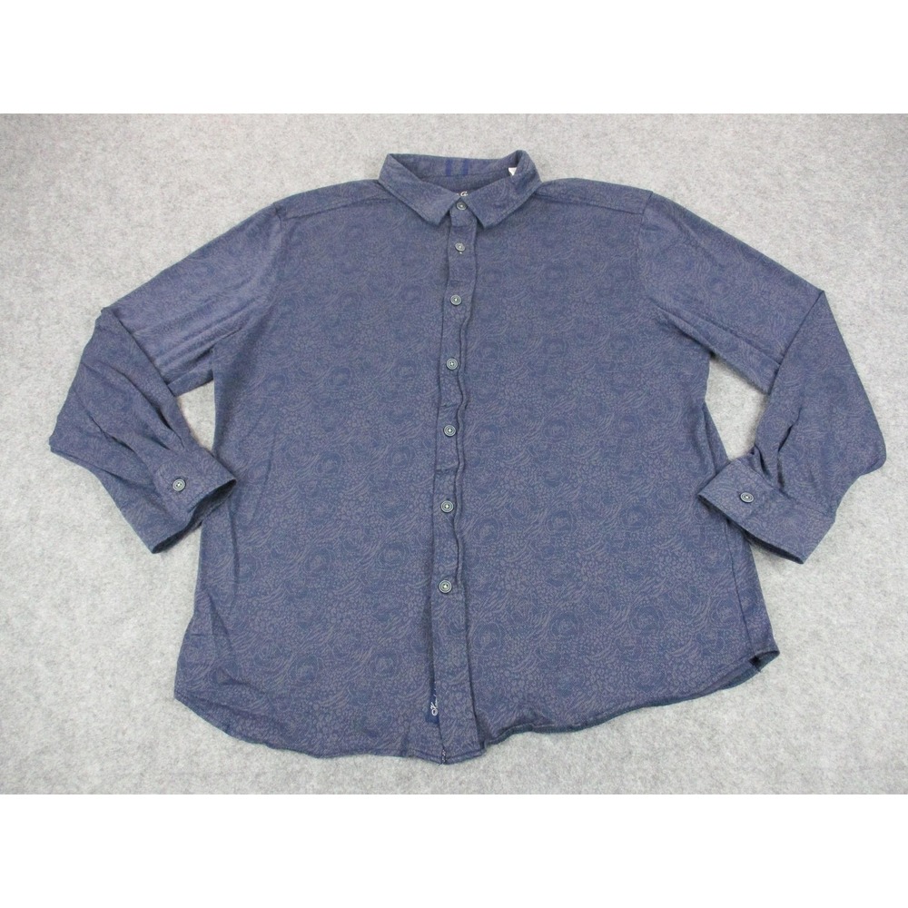 Robert Graham Shirt Mens 2XL XXL Blue Floral Cotton‎ Button Up Long Sleeve